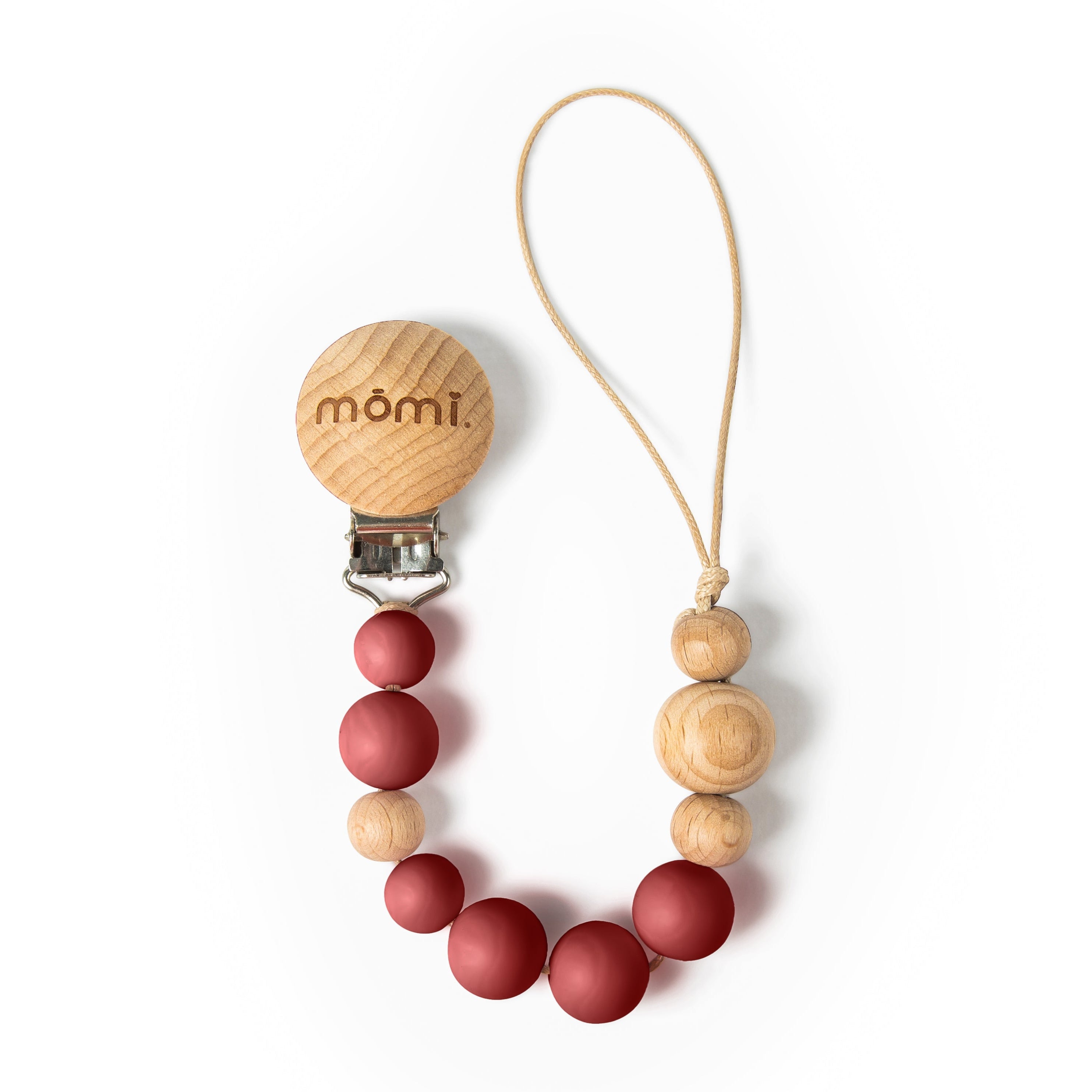 mōmi babypace pacifier clip - cranberry
