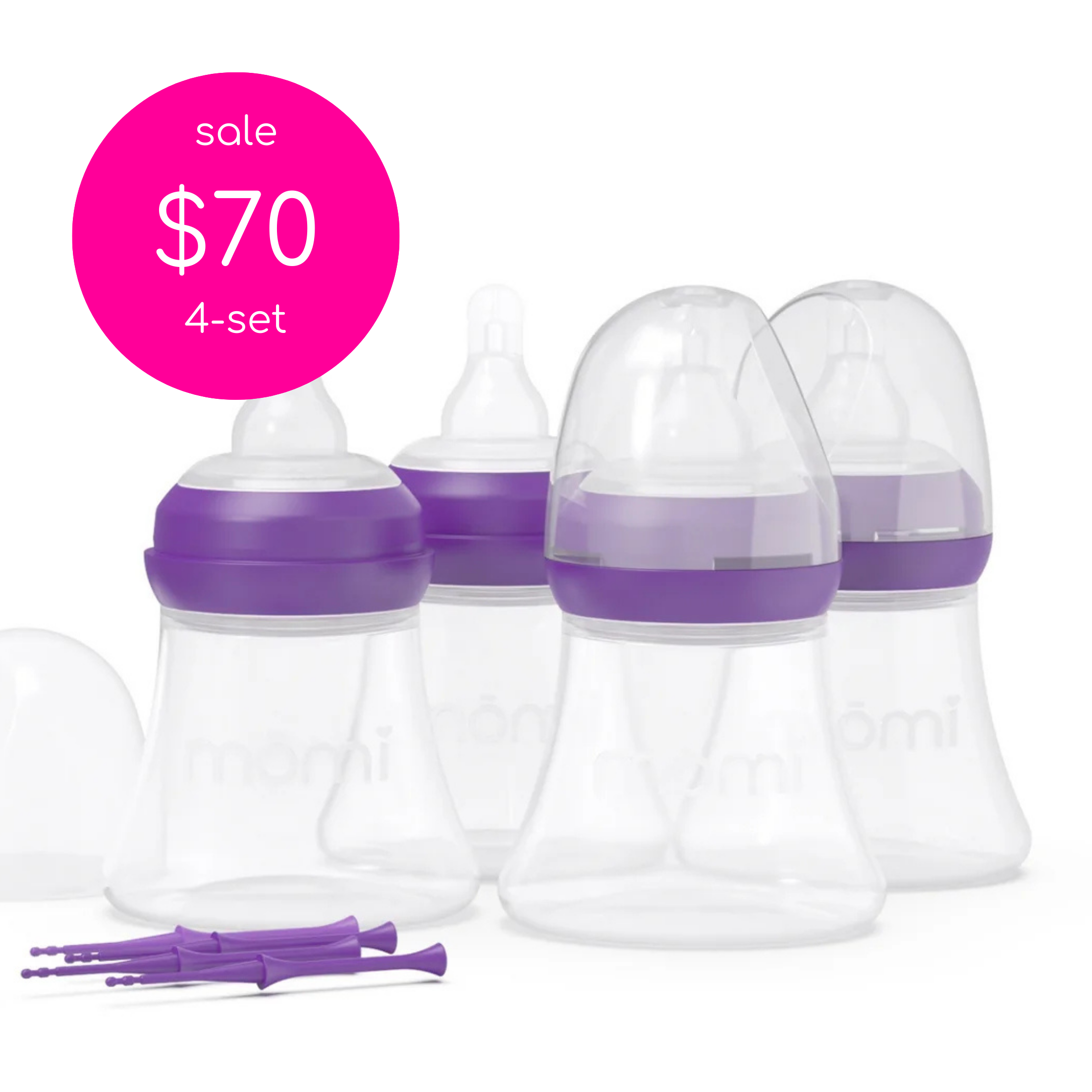 mōmi breast-like bottle glass or plastic 4-set, 5oz