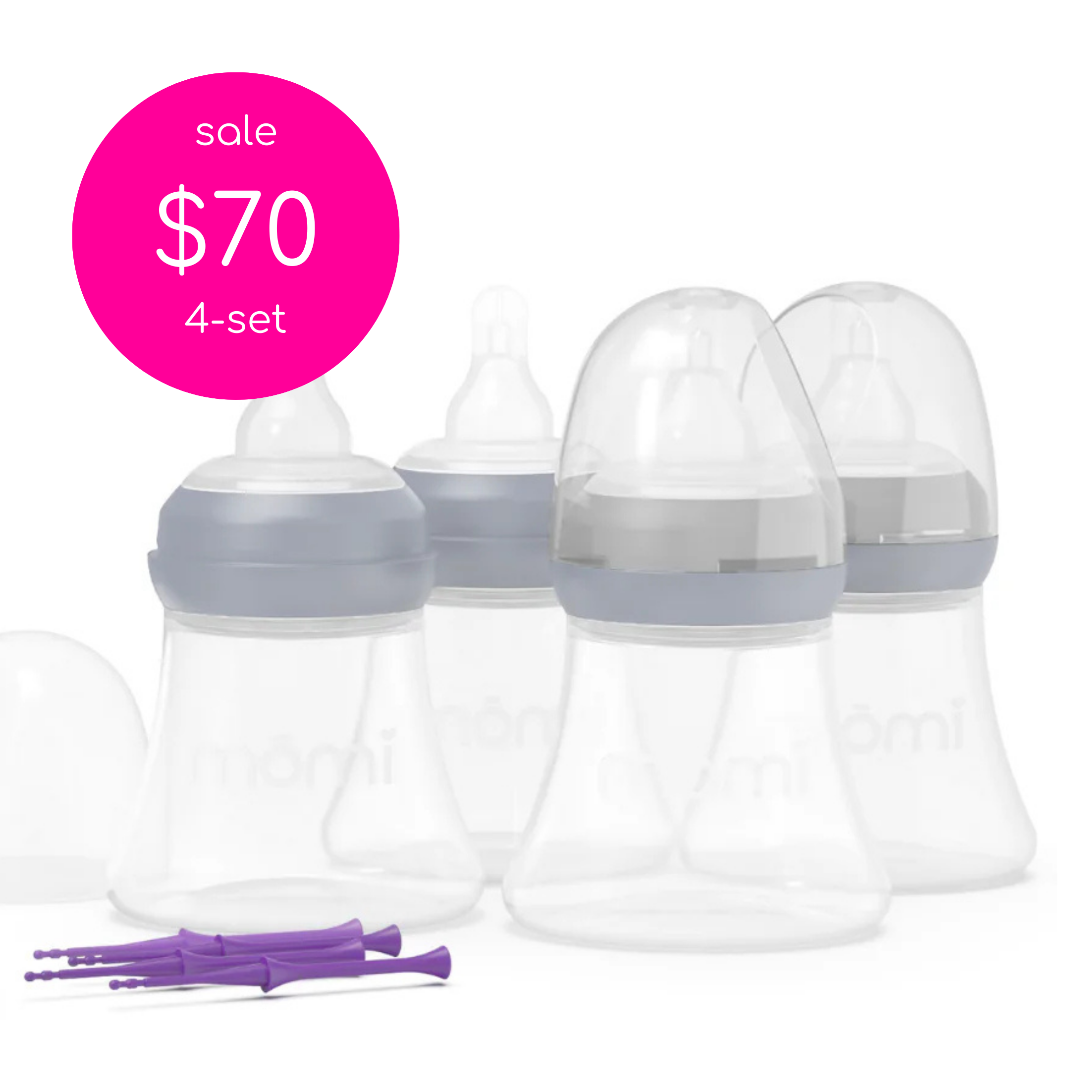 mōmi breast-like bottle glass or plastic 4-set, 5oz