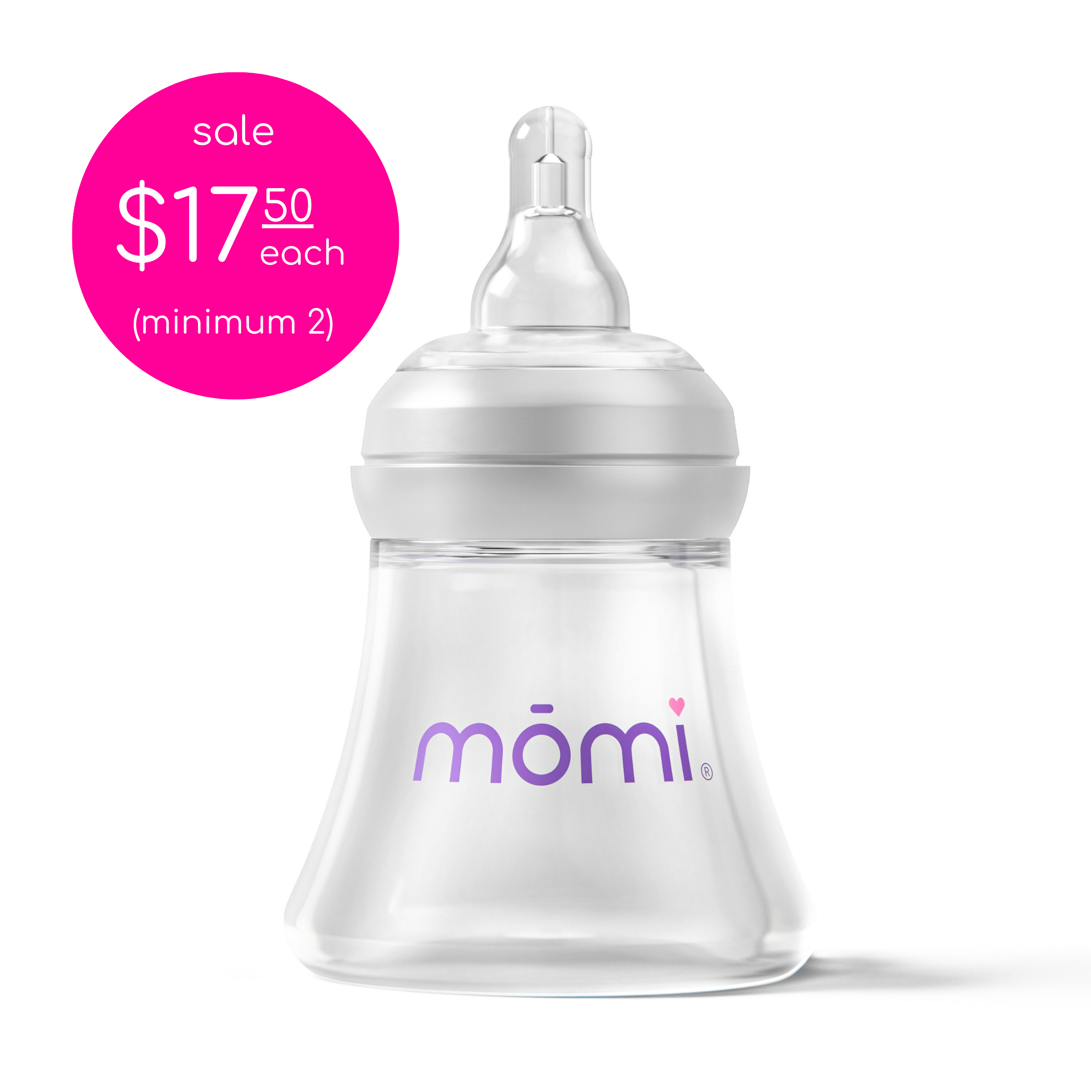 mōmi breast-like bottle, glass 5oz gray