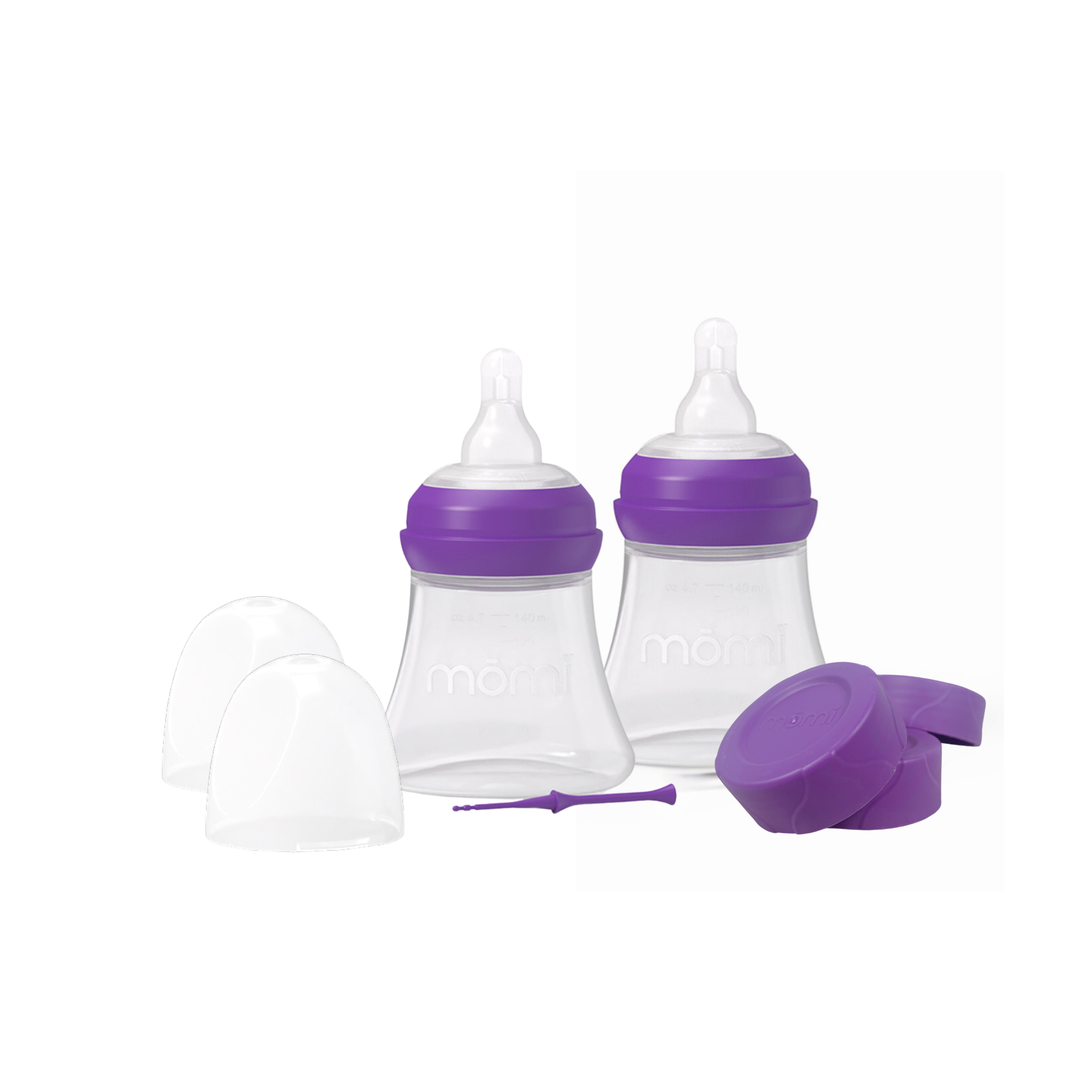 mōmi breast-like 2-bottle set with storage caps