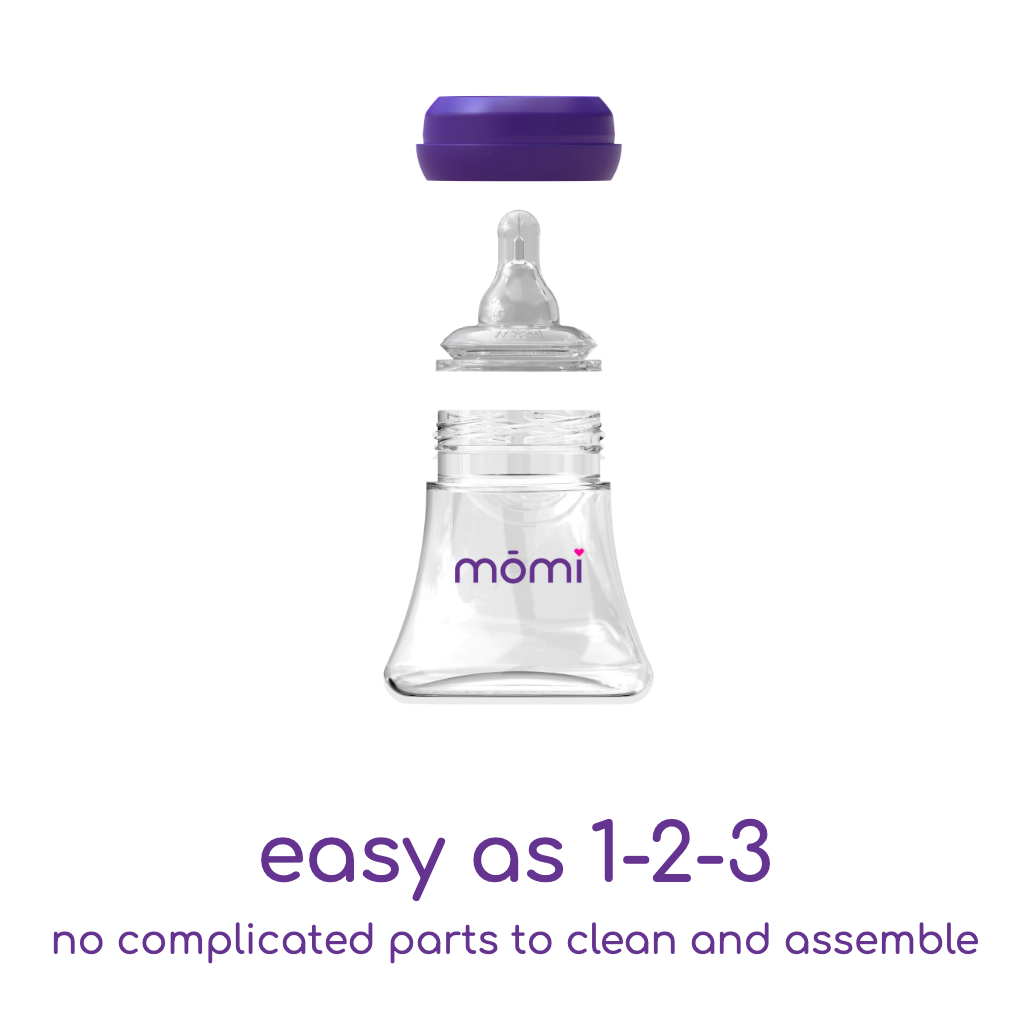 mōmi breast-like bottle, glass 5oz gray